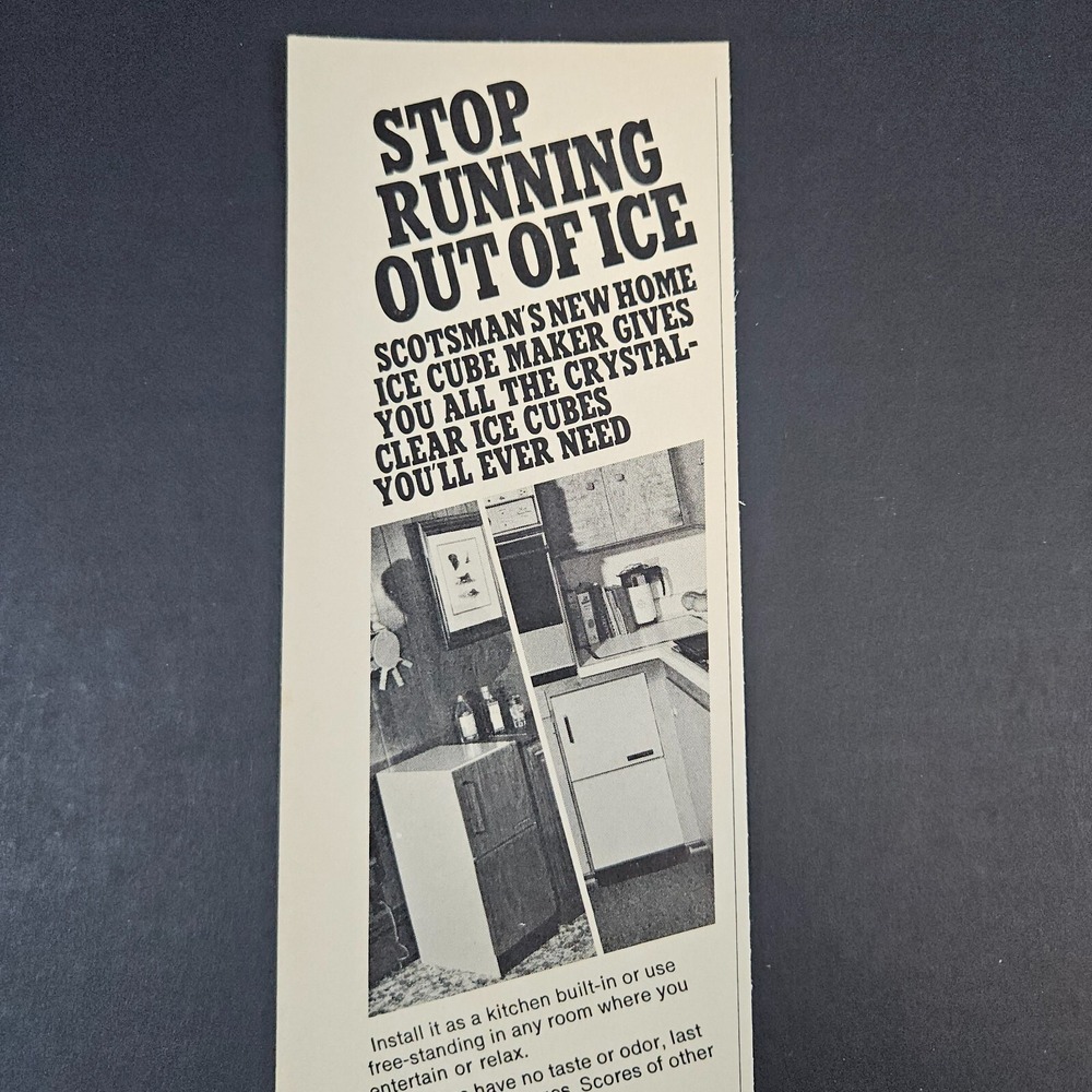 1970 Scotsman Ice Cube Maker Machine Model SM-15 Vintage Print Ad Albert Lea MN